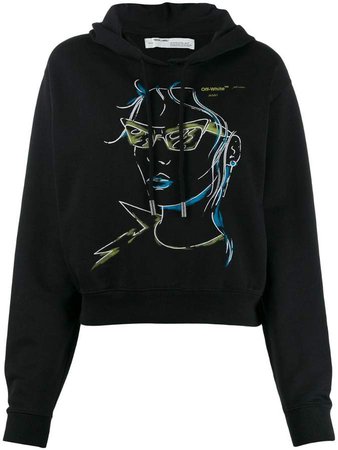 illustrated face hoodie