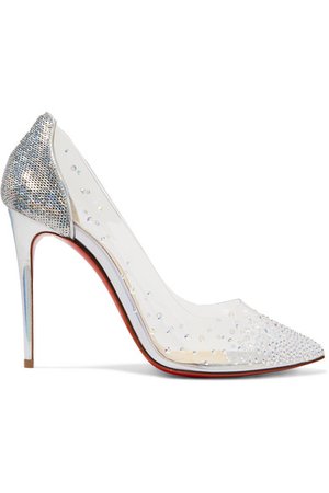Christian Louboutin | Degrastrass 100 embellished PVC and leather pumps | NET-A-PORTER.COM