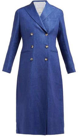 Giuliva Heritage Collection - The Rose Double Breasted Linen Chambray Coat - Womens - Navy