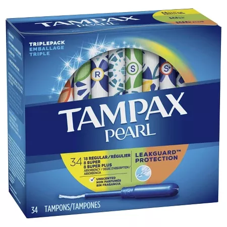 Tampax Pearl TriplePack Tampons - Regular/Super/Super Plus/ - Plastic - 34ct : Target