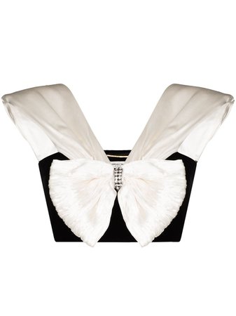 Shop Saint Laurent bow-embellished crop top with Express Delivery - FARFETCH