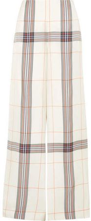Tayport Checked Woven Wide-leg Pants - Ivory