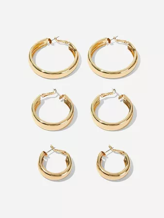 Simple Design Hoop Earrings 3pairs | ROMWE
