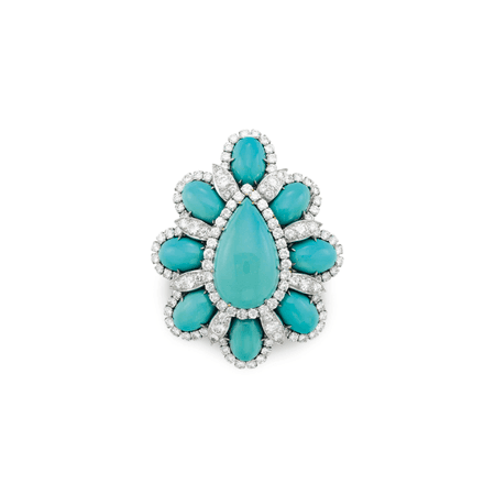 Turquoise and diamond brooch