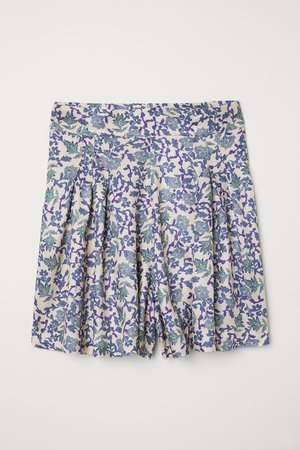 Patterned shorts - Light beige/Blue floral - Ladies | H&M GB