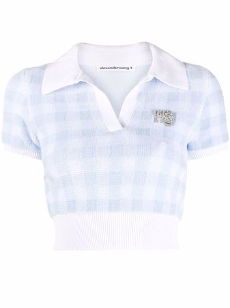 alexanderwang.t Logo Patch Gingham Check Cropped Top