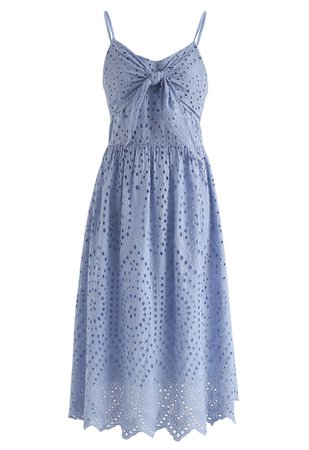 Party Playlist Eyelet Cami Dress in Blue - Retro, Indie and Unique Fashion