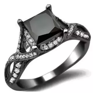 Black Diamond Princess Engagement Ring