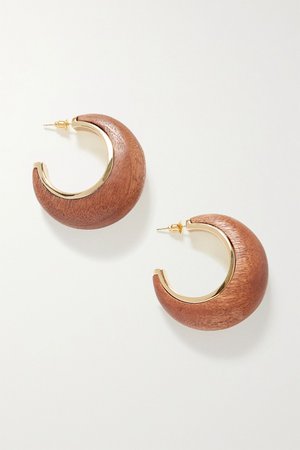 Gold Mona gold-tone wood hoop earrings | Cult Gaia | NET-A-PORTER