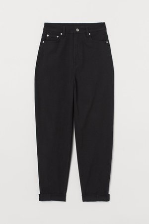 Mom Loose-fit Twill trousers - Black - Ladies | H&M GB