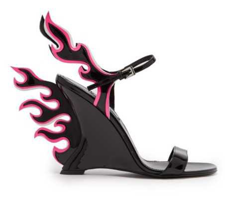 Prada Flame Patent Leather Sandals