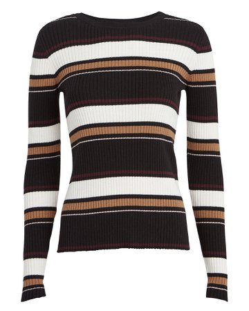 Striped Knit Crewneck Sweater