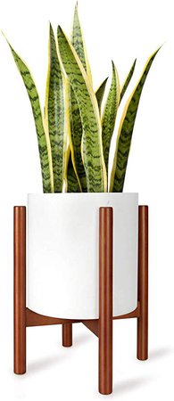 Amazon.com : Mkono Plant Stand Mid Century Wood Flower Pot Holder Display Potted Rack Rustic Decor, Up to 10 Inch Planter (Plant and Pot NOT Included), Brown : Garden & Outdoor