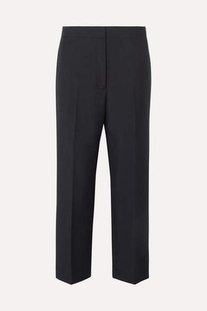Cropped Wool And Mohair-blend Pants - Navy