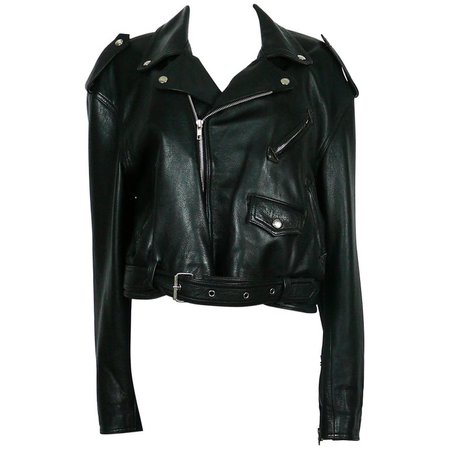 Jean Paul Gaultier Vintage Black Leather Perfecto Biker Jacket For Sale at 1stdibs