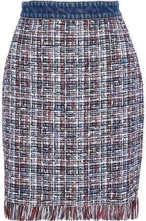 Frayed Cotton-blend Boucle-tweed Skirt
