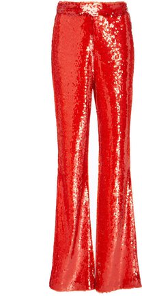 Sequin Embroidered Flare Leg Pants