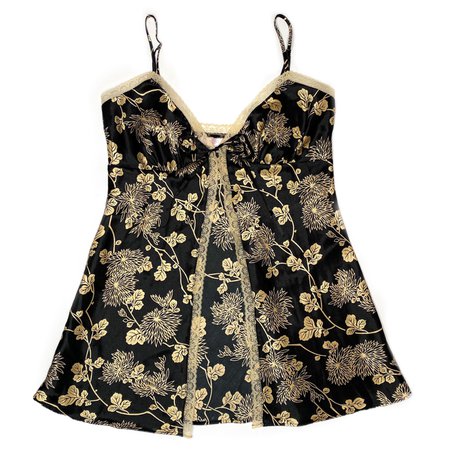 victoria’s secret gold floral design babydoll slip top
