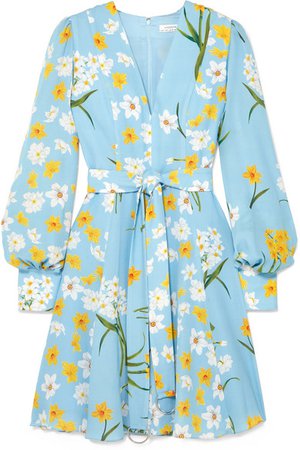Andrew Gn | Belted floral-print silk mini dress | NET-A-PORTER.COM