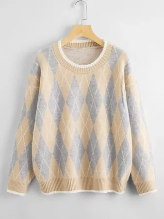 Argyle Pattern Knit Sweater | ROMWE USA