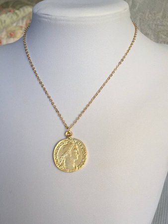 Gold coin necklace Greece gold coin necklace Gold coin | Etsy