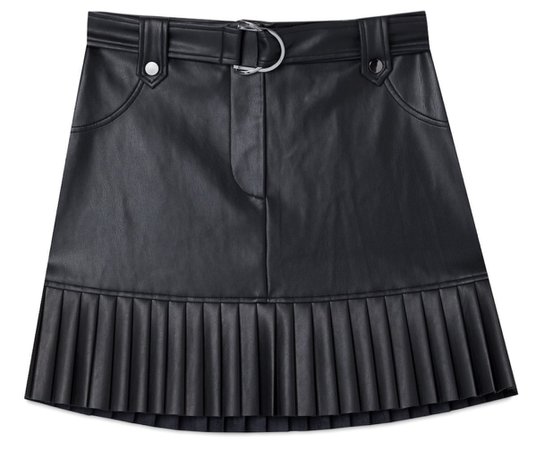 Black False Leather Skirt