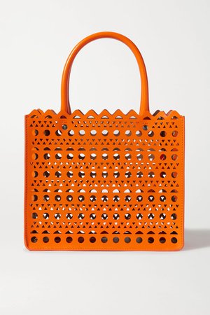 Orange Garance mini laser-cut leather tote | Alaïa | NET-A-PORTER