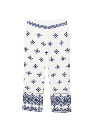 MANGO Embroidered cotton trousers