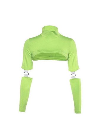 Neon green cropped turtleneck