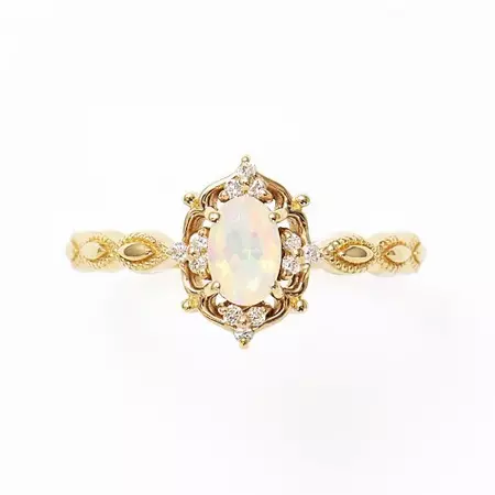 Natural Opal 10K gold plated Vintage Jewelry