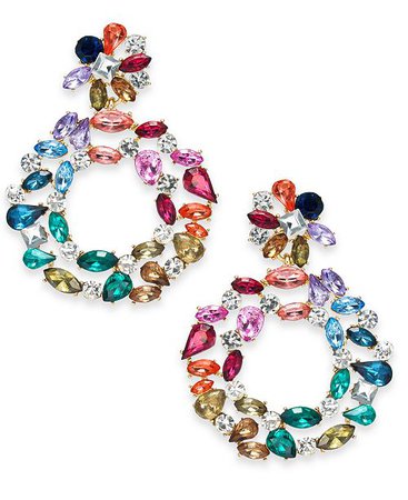 INC International Concepts INC Gold-Tone Pavé & Multicolor Stone Circle Drop Earrings, Created for Macy's & Reviews - Earrings - Jewelry & Watches - Macy's