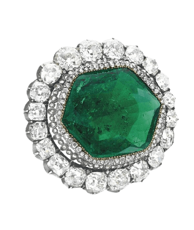 Emerald and diamond late 18th century brooch