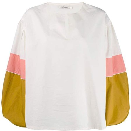 colour-block flared blouse
