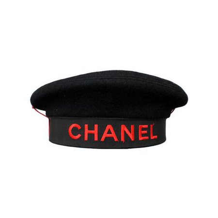 Chanel Vintage | beret with stitched red typography