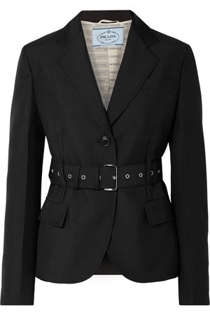 Prada | Belted mohair and wool-blend blazer | NET-A-PORTER.COM