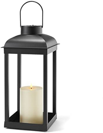 Amazon.com: Outdoor Candle Lantern, Solar Powered - 15 Inch Tall, Black Metal, Open Frame (No Glass), Dusk to Dawn Timer, Decorative Large LED Lantern Lights for Front Porch, Garden or Patio Decor : Tools & Home Improvement