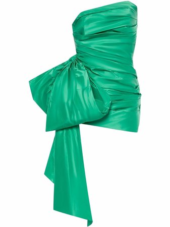 Shop Oscar de la Renta oversized-bow ruched mini dress with Express Delivery - FARFETCH