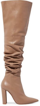 100 Leather Over-the-knee Boots - Sand