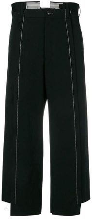 contrast stitch cropped trousers