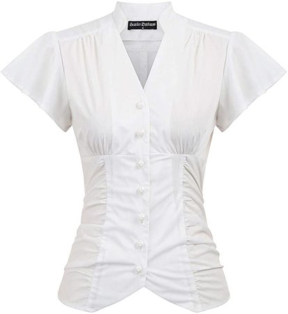 Victorian Gothic Renaissance Blouses Shirts Top Half Sleeve Vintage Tops Black L at Amazon Women’s Clothing store