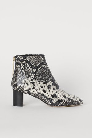 Leather Ankle Boots - Lt. beige/snakeskin patterned - Ladies | H&M CA