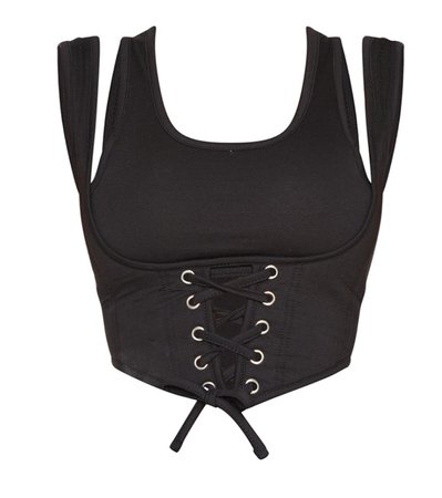 shape black cotton padded lace up corset top $30