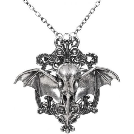 Gothic shop: crow skull necklace / brooch combo by Restyle