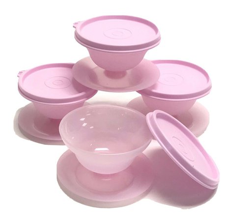 Tupperware Vintage 754-30 Pastel pudding Bowls Set of 4 Pink NEW | eBay