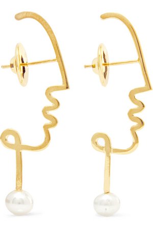 Paola Vilas | Henri gold-plated pearl earrings | NET-A-PORTER.COM