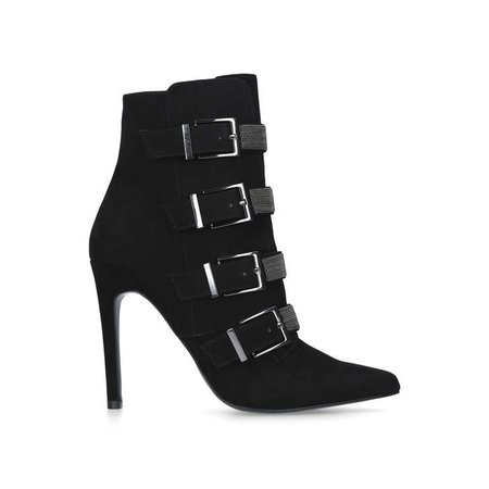 Gird Black Heeled Strappy Boots