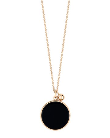 GINETTE NY Ever 17" 18k Rose Gold Onyx Pendant Necklace