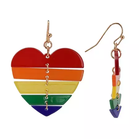 Celebrate Together™ Pride Gold Tone Rainbow Slats Acrylic Heart Drop Earrings