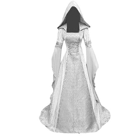Amazon.com: Renaissance Costume Women Medieval Dress Lace Up Vintage Floor Length Cosplay Retro Long Dress Princess Dress White: Clothing