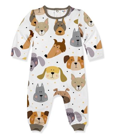 PeppyMini White Puppy Long-Sleeve Playsuit - Infant & Toddler | Best Price and Reviews | Zulily